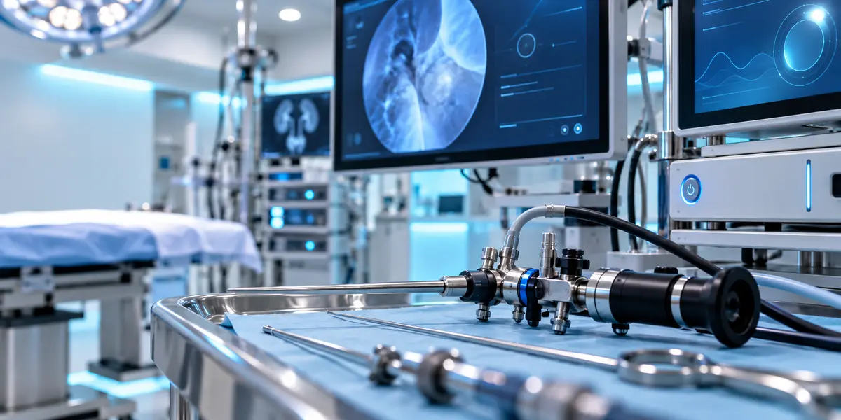 Equipos de endourología y tecnología láser en sala de procedimientos